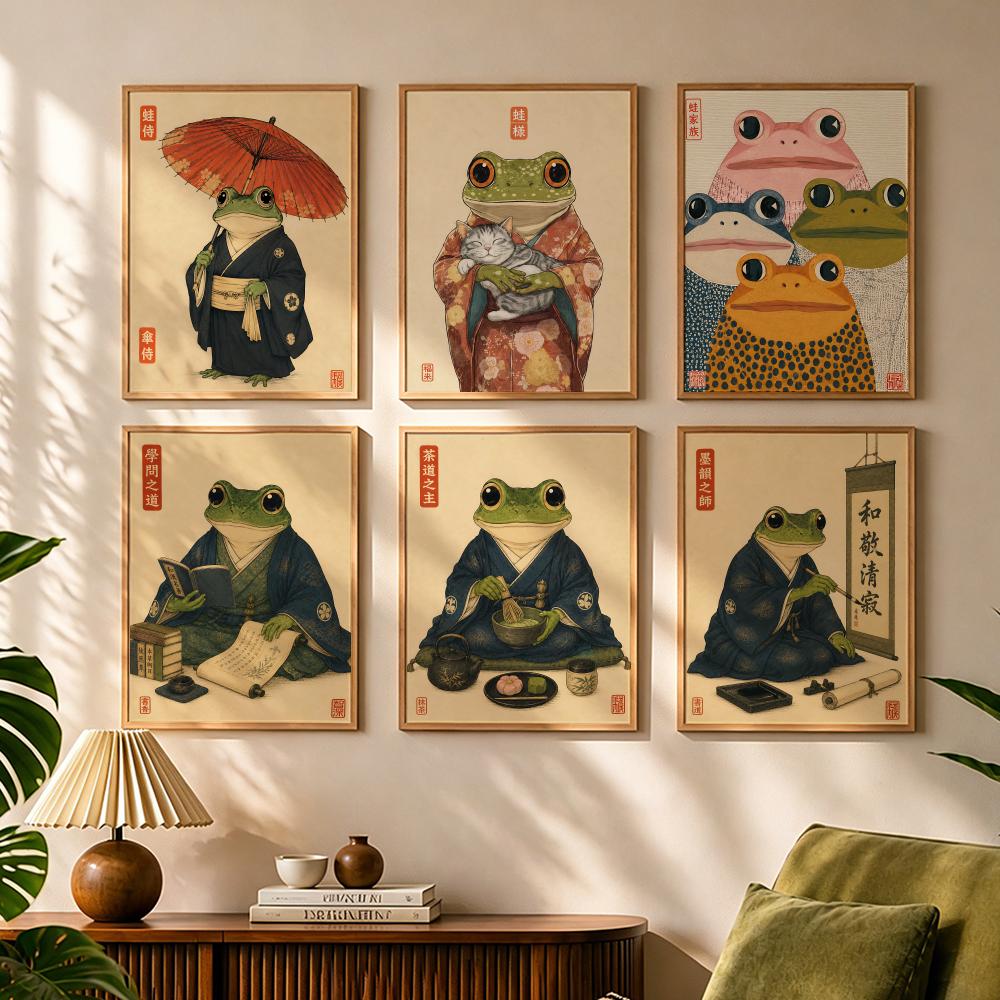 Japanese Lifestyle In Japanese - Картина-калиграфия с изображением японской лягушки, на