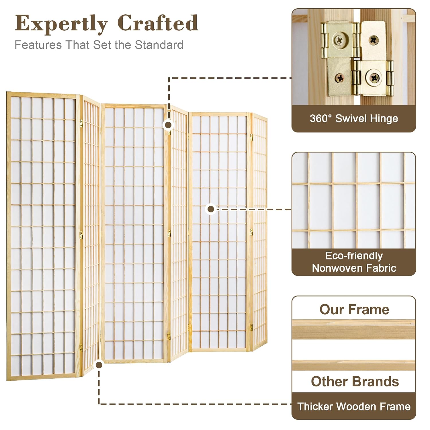 6-панельная складная перегород – обзор и цена Shoji Screen Divider
