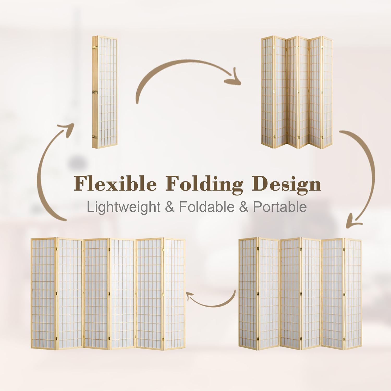 6-панельная складная перегород – обзор и цена Shoji Screen Divider