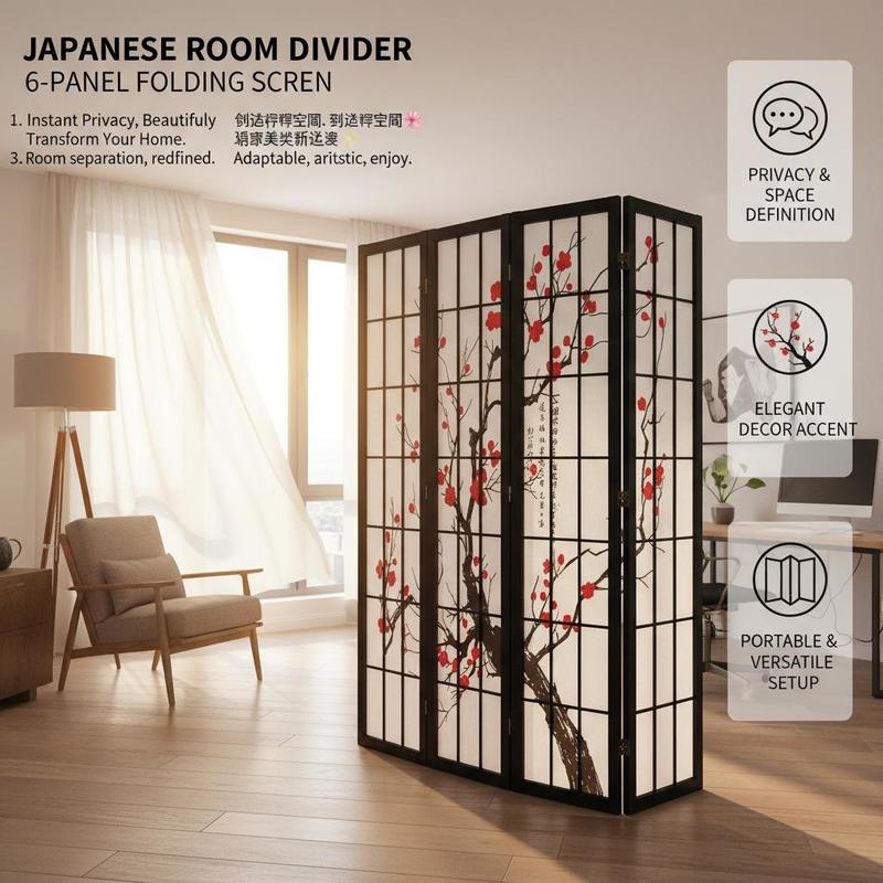 Японская ширма-шоджи из 6 пане – обзор и цена Shoji Screen Divider